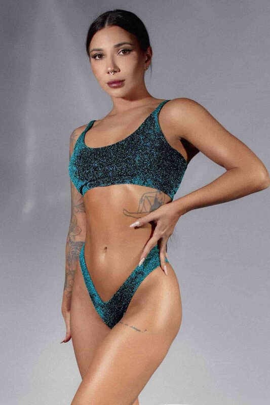 Polerina Top Pixi Blaugrün Lurex L