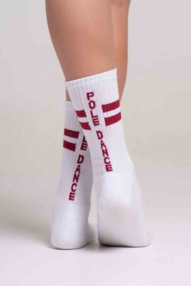 Paradise Chick Supreme Poledance Socken Weiß Weinrot