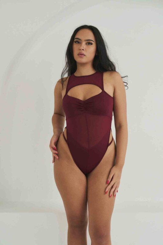 Lunalae Bodysuit Charlie Mesh Weinrot