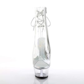 Pleaser Stiefelette KISS-1018C Transparent Silber EU-35 / US-5