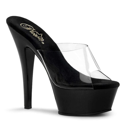 Pleaser Sandalette KISS-201 Transparent Schwarz EU-38 / US-8