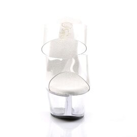 Pleaser Pantolette KISS-202 Transparent Silber EU-36 / US-6