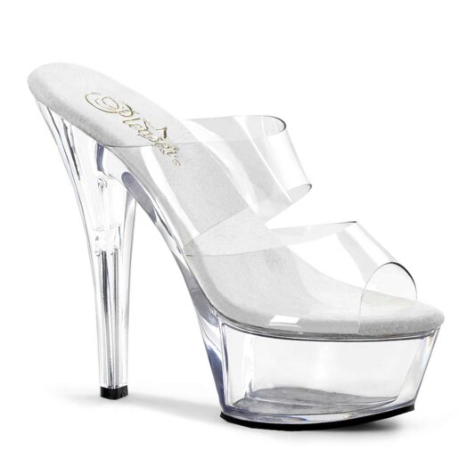 Pleaser Pantolette KISS-202 Transparent Silber EU-37 / US-7