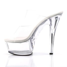 Pleaser Pantolette KISS-202 Transparent Silber EU-37 / US-7