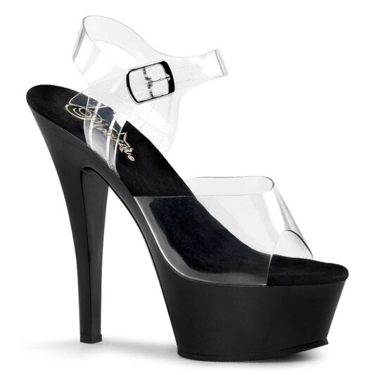 Pleaser Sandalette KISS-208 Transparent Schwarz EU-37 / US-7