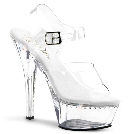 Pleaser Sandalette KISS-208LS Transparent Silber EU-35 / US-5