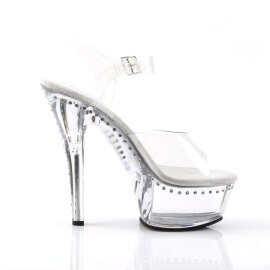 Pleaser Sandalette KISS-208LS Transparent Silber EU-35 / US-5