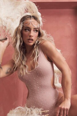 Lunalae Bodysuit Imogen Diamante Taupe S
