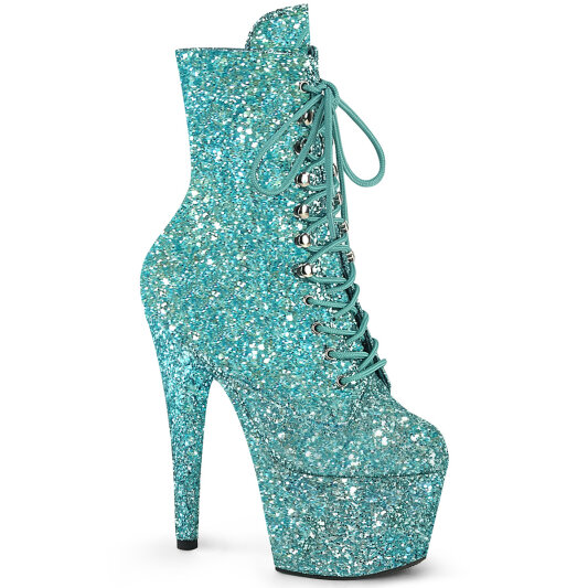 Pleaser ADORE-1020GWR Plateau Stiefeletten Glitter Türkis EU-40 / US-10