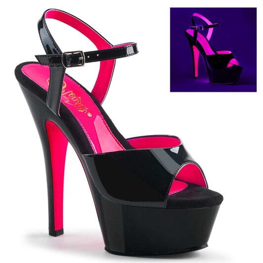 Pleaser Sandalette KISS-209TT Schwarz Neon-Pink EU-38 / US-8