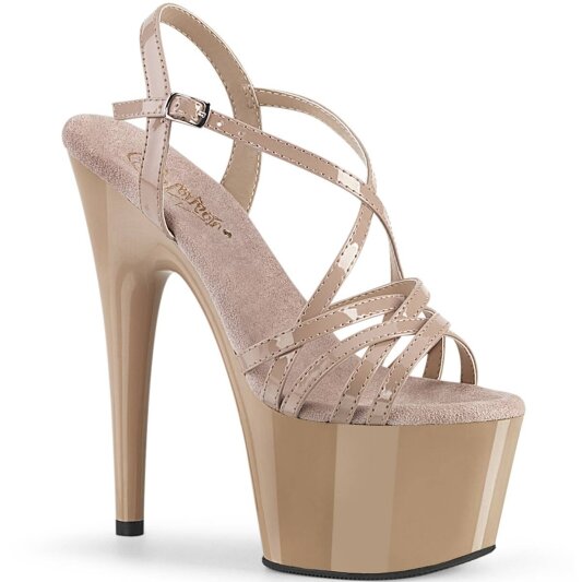 Pleaser ADORE-713 Plateau Sandaletten Lack Beige EU-35 / US-5