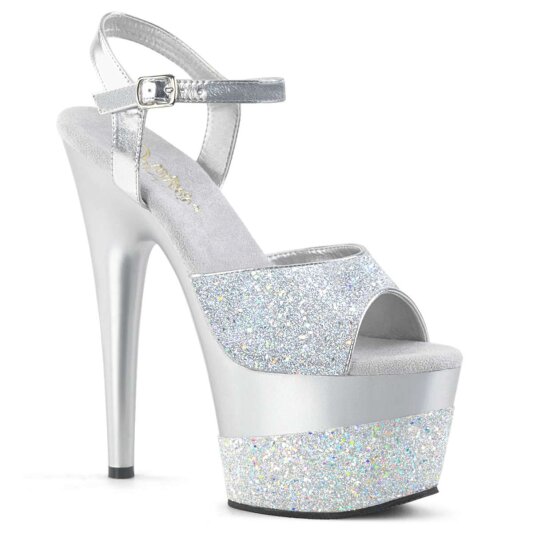 Pleaser Sandalette ADORE-709-2G Silber Multi Glitter EU-38 / US-8