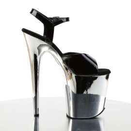 Pleaser Sandalette FLAMINGO-809 Schwarz Silber Chrom EU-37 / US-7