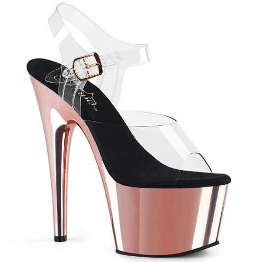 Pleaser Sandalette ADORE-708 Transparent Rose-Gold Chrom EU-36 / US-6