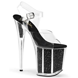 Pleaser Sandalette FLAMINGO-808G Transparent Schwarz...
