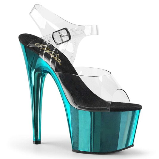 Pleaser Sandalette ADORE-708 Transparent Türkis Chrom B-Ware
