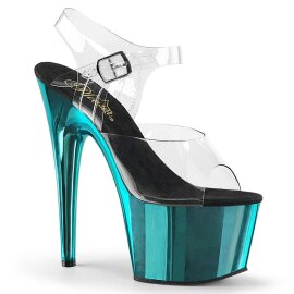 Pleaser Sandalette ADORE-708 Transparent Türkis Chrom B-Ware