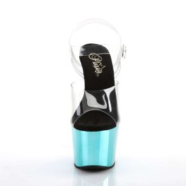 Pleaser Sandalette ADORE-708 Transparent Türkis Chrom B-Ware