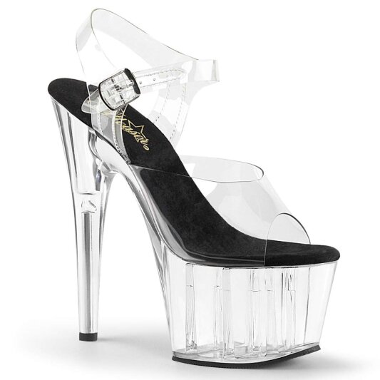Pleaser Sandalette ADORE-708 Transparent Schwarz EU-37 / US-7