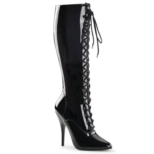 Pleaser SEDUCE-2020 Kniestiefel Lack Schwarz EU-37 / US-7