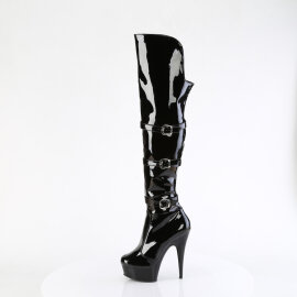 Pleaser DELIGHT-3018 Plateau Overknee Stiefel Lack Schwarz EU-37 / US-7