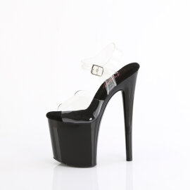 Pleaser NAUGHTY-808 Plateau Sandaletten Clear Schwarz EU-39 / US-9