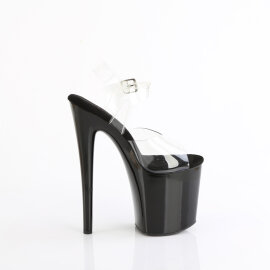 Pleaser NAUGHTY-808 Plateau Sandaletten Clear Schwarz EU-39 / US-9