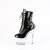 Pleaser ADORE-1020 Plateau Stiefeletten Lack Clear Schwarz EU-44 / US-14