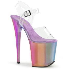 Pleaser FLAMINGO-808RMT Plateau Sandaletten Clear Rauch...