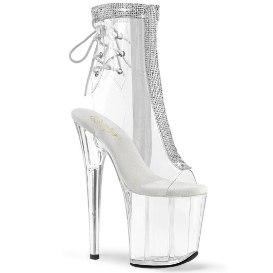 Pleaser FLAMINGO-1018C-2RS Plateau Stiefeletten Clear Strass Transparent EU-41 / US-11