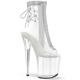 Pleaser FLAMINGO-1018C-2RS Plateau Stiefeletten Clear Strass Transparent EU-41 / US-11