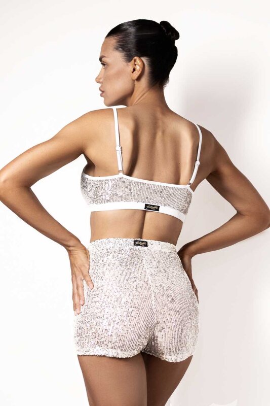 Polerina Bike Shorts Silber Pailletten