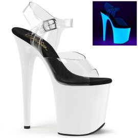 Pleaser Sandalette FLAMINGO-808UV Transparent Neon-Weiß EU-36 / US-6