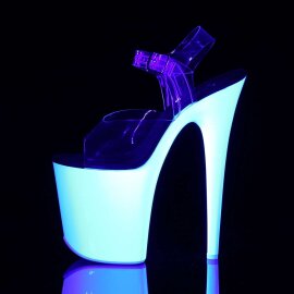 Pleaser Sandalette FLAMINGO-808UV Transparent Neon-Weiß EU-36 / US-6