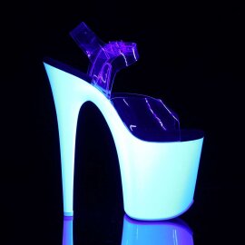 Pleaser Sandalette FLAMINGO-808UV Transparent Neon-Weiß EU-36 / US-6