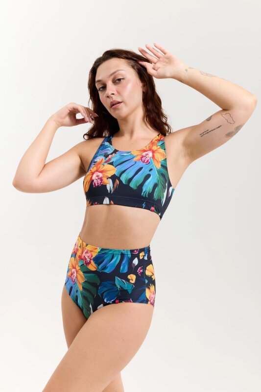 Pole Addict Top Open Back Exotic Flowers L