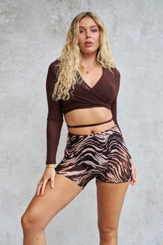 Lunalae Shorts High Waist Gianna Mesh Zebra L