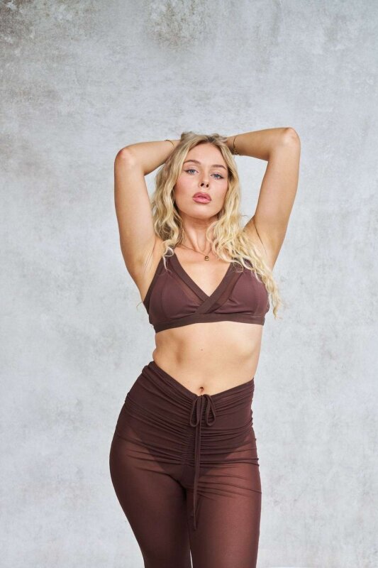 Lunalae Top Sienna Mesh Cut Out Bra Schokobraun M