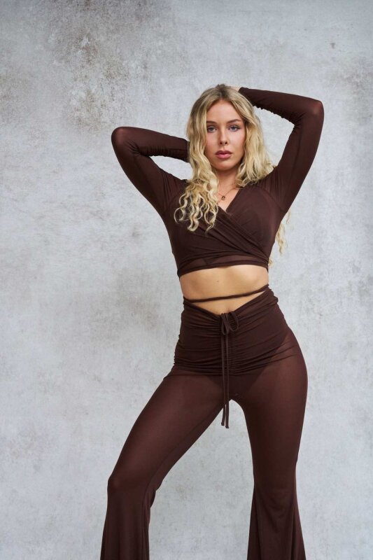 Lunalae Top Sienna Wrap Around Mesh Schokobraun
