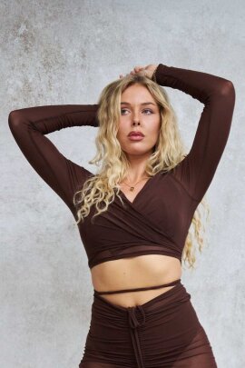 Lunalae Top Sienna Wrap Around Mesh Schokobraun S