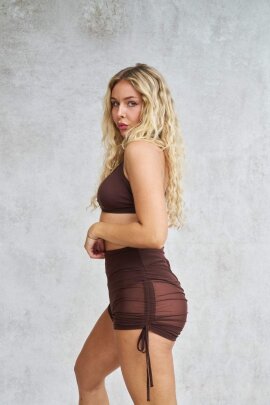Lunalae Shorts Sienna Mesh Drawstring Schokobraun M