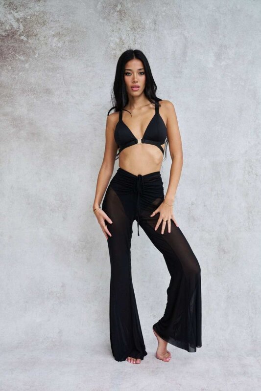 Lunalae Pants Sienna Mesh Flare Schwarz