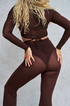 Lunalae Pants Sienna Mesh Flare Schokobraun L