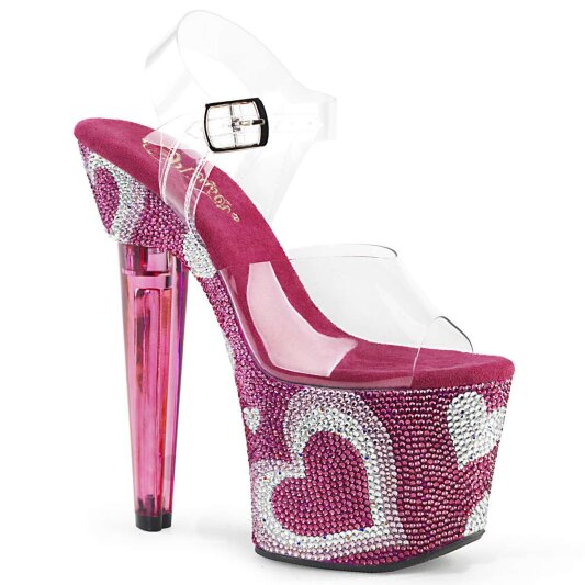 Pleaser Sandalette LOVESICK-708HEART Transparent Pink Strass EU-41 / US-11