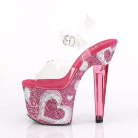 Pleaser Sandalette LOVESICK-708HEART Transparent Pink Strass EU-38 / US-8