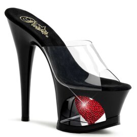 Pleaser Pantolette MOON-701HRS Transparent Schwarz Rot...