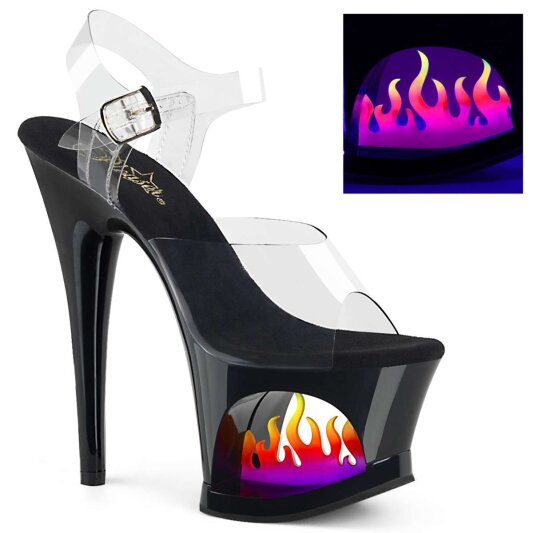 Pleaser Sandalette MOON-708FLM Transparent Schwarz EU-35 / US-5