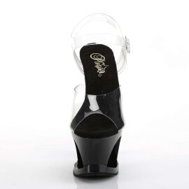 Pleaser Sandalette MOON-708HRS Transparent Schwarz Rot Strass EU-35 / US-5