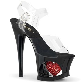 Pleaser Sandalette MOON-708HRS Transparent Schwarz Rot...