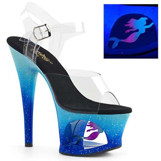 Pleaser Sandalette MOON-708MER Blau Multi Glitter EU-35 / US-5